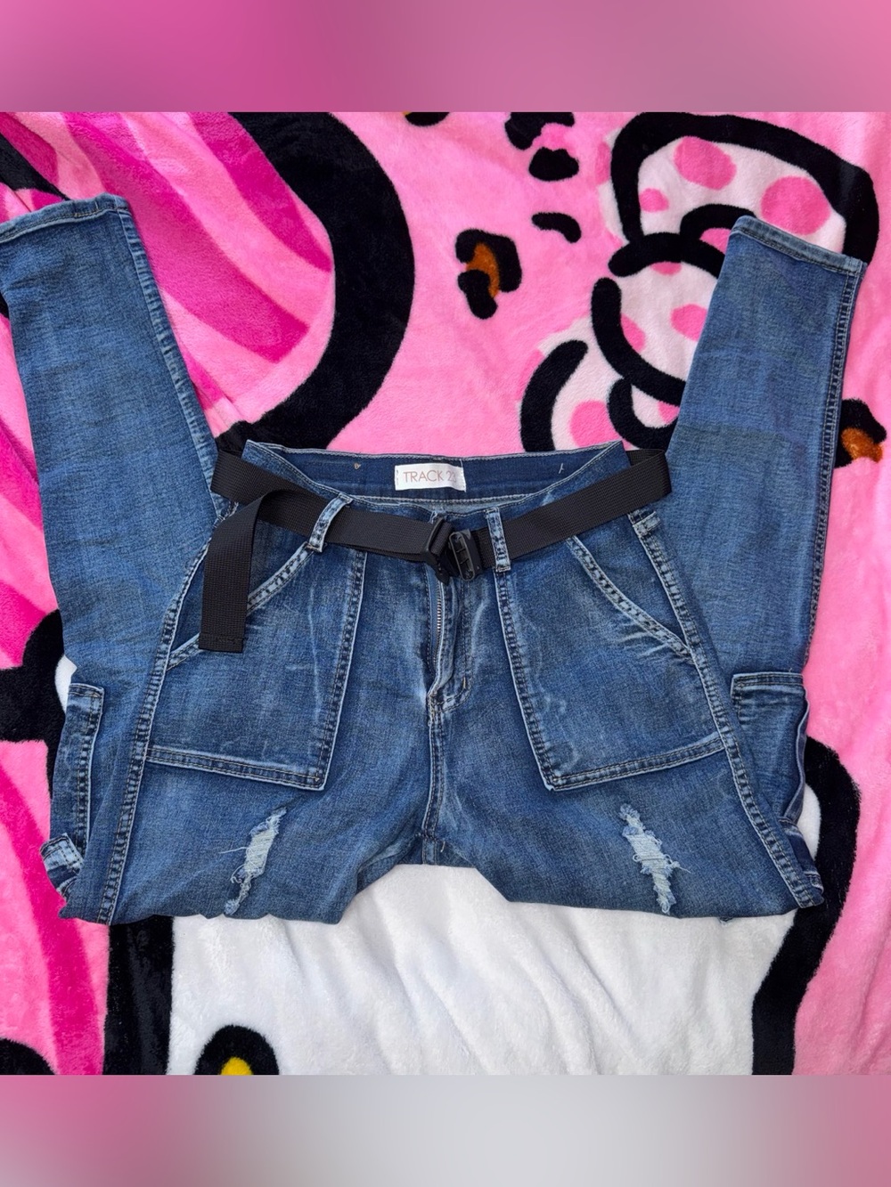 Track 23 | Cargo Distressed Skinny Jeans w/ Belt